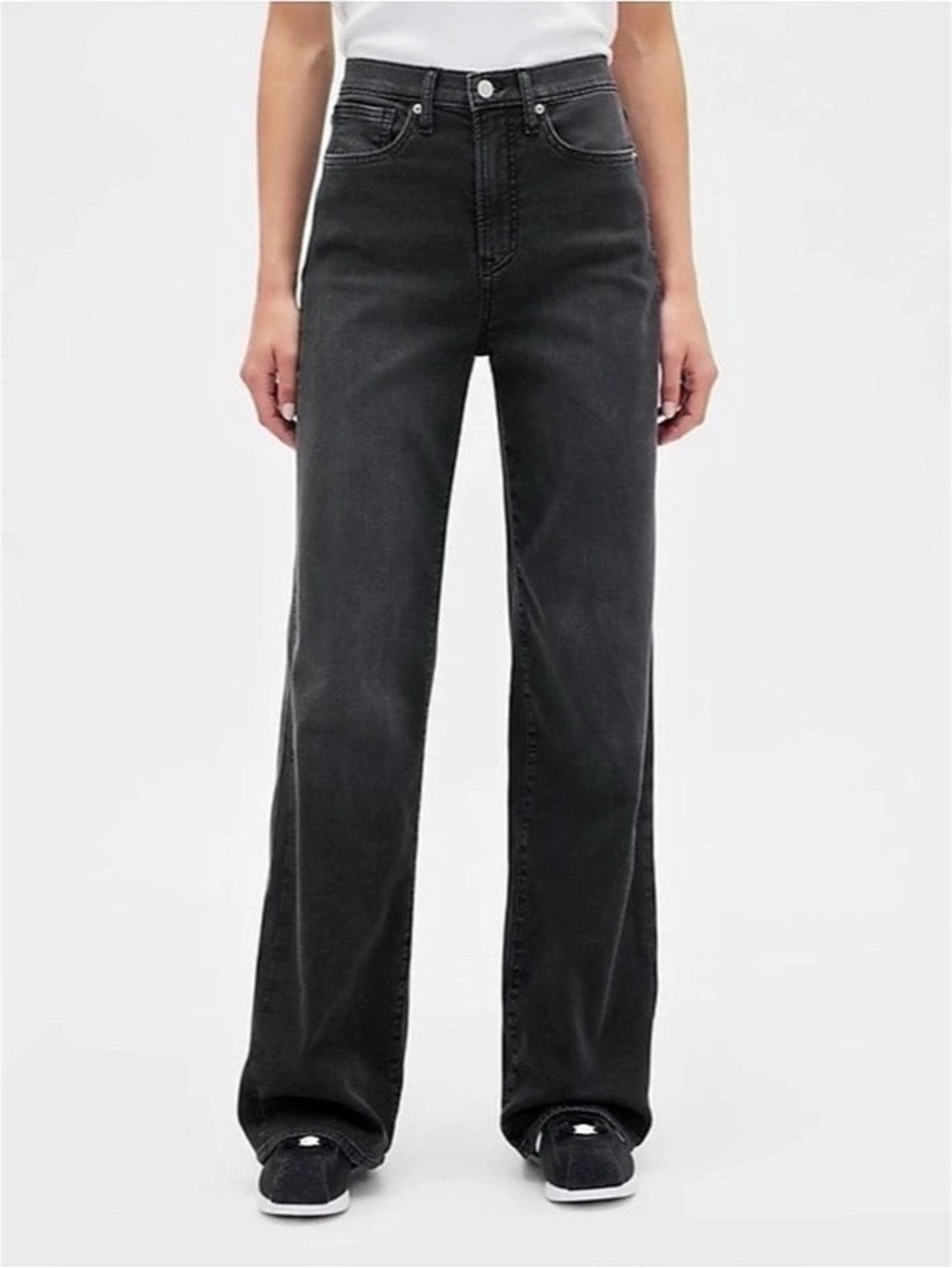 GAP High Rise Wide-Leg Sweatpant Jeans in Washed Black Size 8/29 Short Like New